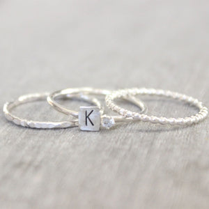 Personalized Birthstone Ring with Initials Ring