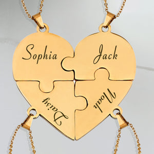 Friendship Puzzle Hearts - Personalized Heart Puzzle Name Necklace