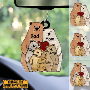 Family Bears Personalized Acrylic Car Ornament - Gift For Family Member