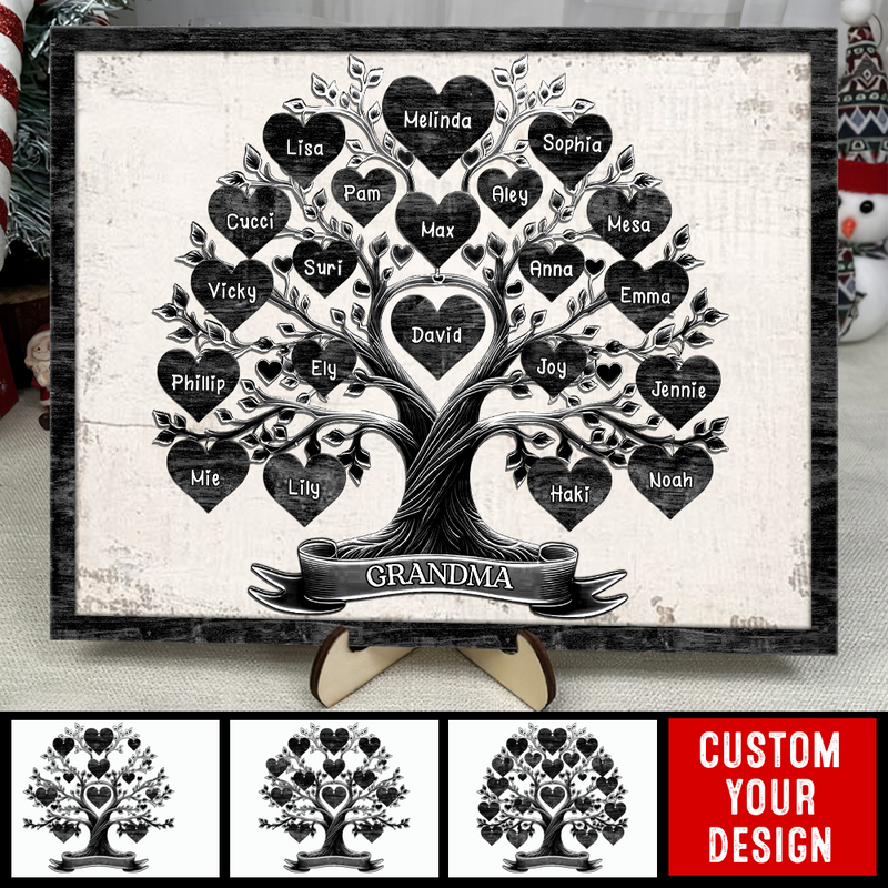 Grandma With Grandkids Tree Name - Personalized Wood Plaque