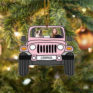 Personalized Acrylic Ornament With Family/Pet - Off Road Funny Photo Christmas