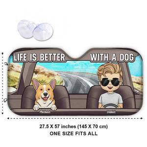 Life Is Better With The Dogs - Gift For Pet Lovers, Personalized Auto Sunshade