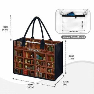 Library Book Shelf Personalized Canvas Tote Bag