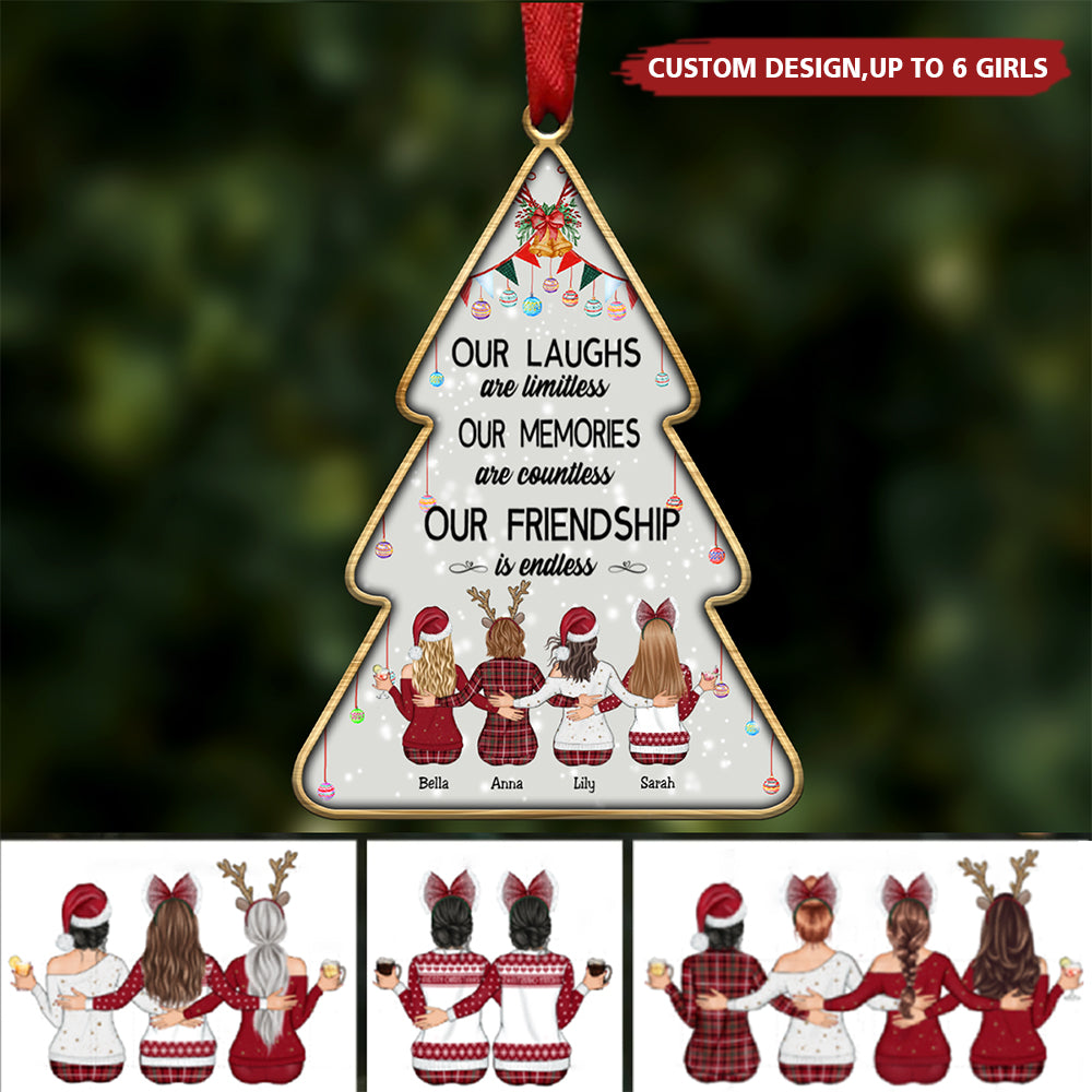 Besties - Our Laughs Are Limitless Our Memories Are Countless Our Friendship Is Endless - Personalized Transparent Ornament