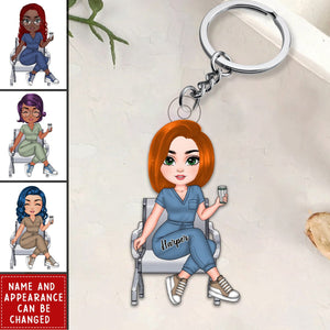 Nurse Sitting Keychain - Personalized Acrylic Keychain - Gift For Nurse