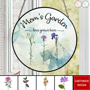 Grandma's Garden - Custom Birth Flower - Personalized Stained Glass Window Hanging Suncatcher