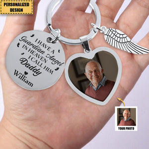 I Have A Guardian Angel In Heaven Memorial Gift-Personalized Photo Keychain