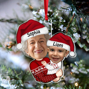 Grandma Grandkid Hugging Upload Photo Personalized Acrylic Ornament