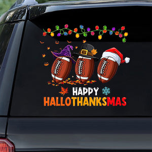 Football Happy Hallothanksmas Maple Snowflake Decal,Sticker