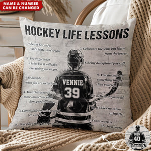 Personalized Hockey Life Lessons Pillow-Gift For Hockey Lovers