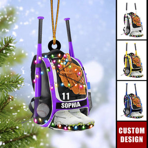 Personalized Baseball Bag Ornament, Gifts For Baseball Players - 2024 New Release