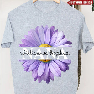 Mom Grandma Flower Daisy Color And Kids T-Shirt