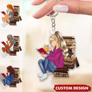 Just A Girl Who Loves Books - Reading Girl - Personalized Acrylic Keychain - Gift For Book Lovers