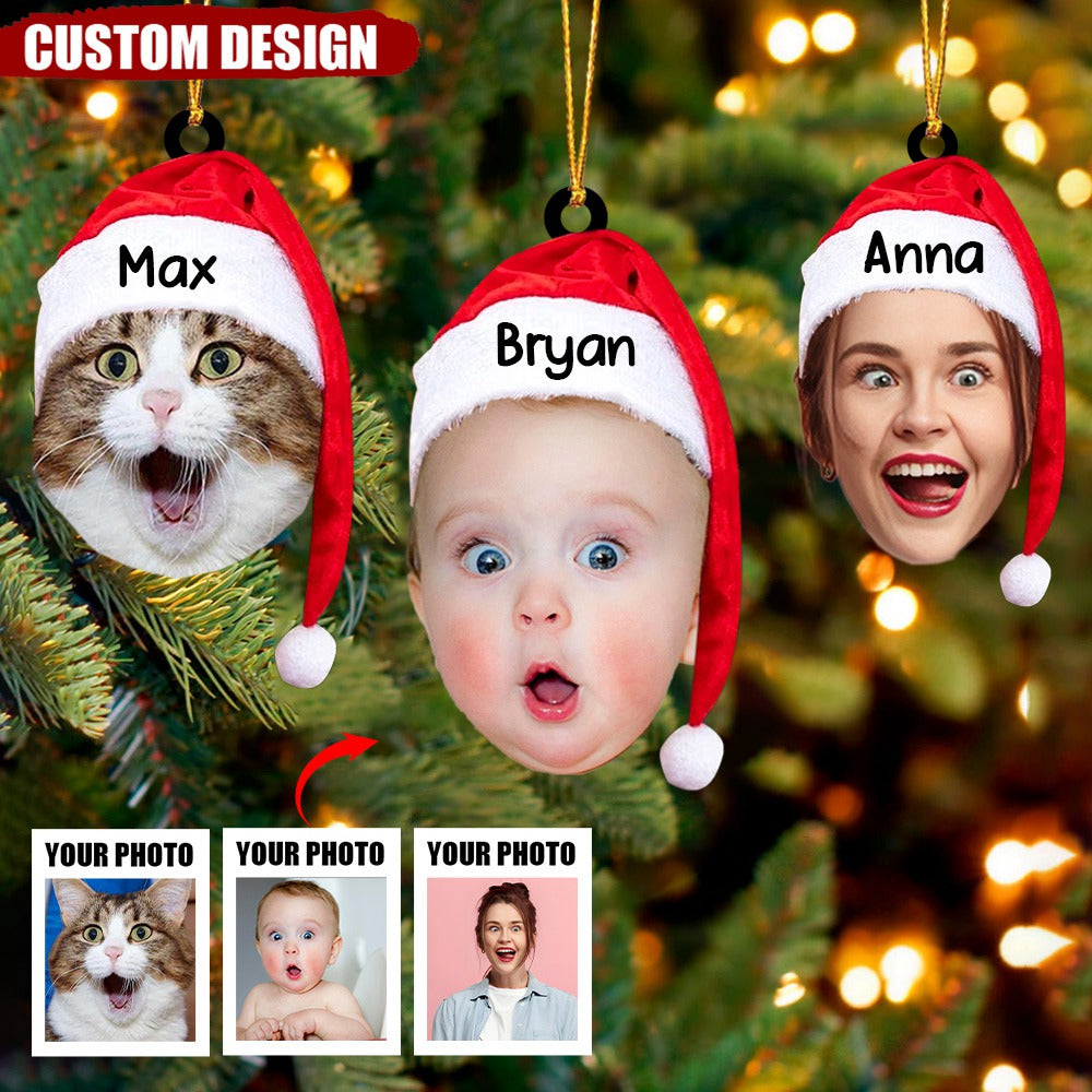 Personalized Photo Ornament, Funny Christmas Ornament, Custom Face Picture Ornament, Acrylic Pet Ornament, Christmas Decor, Holiday Gifts