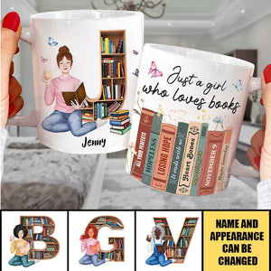 Just A Girl Who Loves Books, Personalize Accent Mug, Gifts For Book Lover