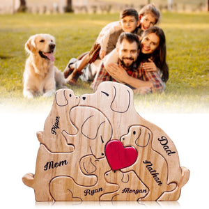 Handcrafted - Wooden Dogs Family Puzzle - Personalized Wooden Pet Carvings