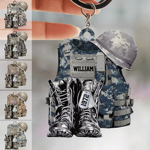 Personalized Military Camo Custom Name Acrylic Keychain