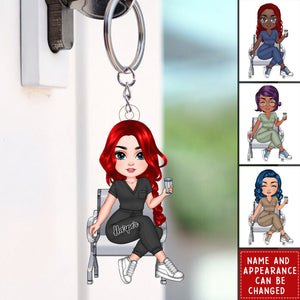 Nurse Sitting Keychain - Personalized Acrylic Keychain - Gift For Nurse