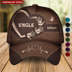 Grandpa Dad Kids Handprints - Personalized Classic Cap