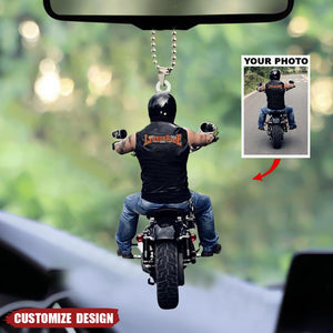 Personalized Biker/Motocross Racer/Couple Upload Photo Hanging Ornament