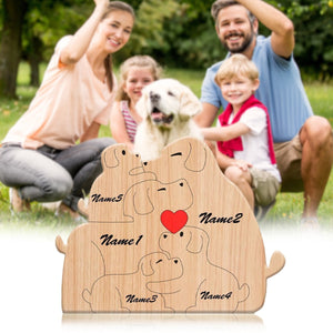 Handcrafted - Wooden Dogs Family Puzzle - Personalized Wooden Pet Carvings