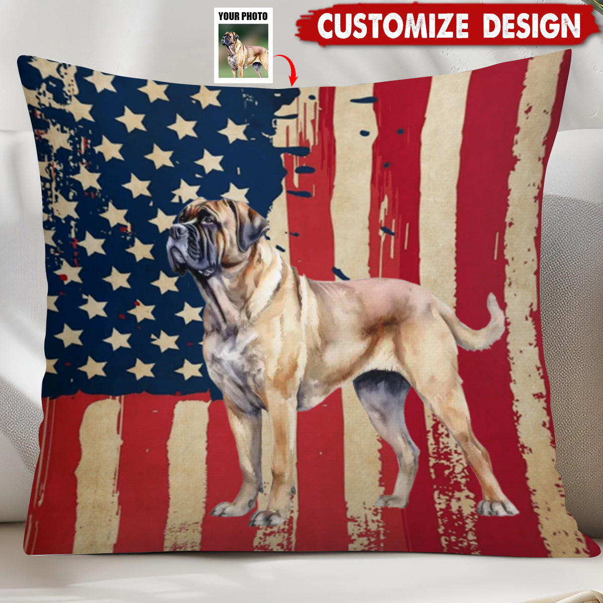 Personalized America Flag Dog Pillow - Gift For Dog Lovers