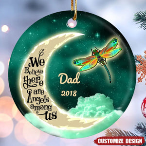 2024 New Release Moon And Dragonflies Memorial - Personalized Ceramic Ornament