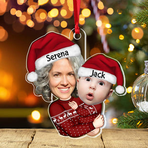 Grandma Grandkid Hugging Upload Photo Personalized Acrylic Ornament