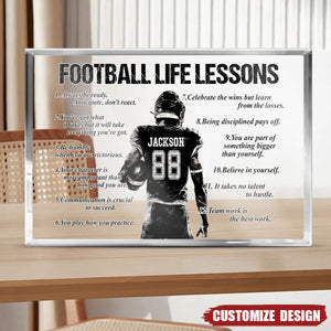 Personalized American Football Life Lessons Acrylic Plaque - Gift For American Football Lovers