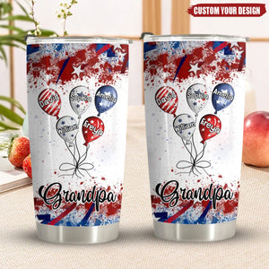 4th July Grandma Auntie Mom Little Balloon Kids American Flag Pattern Personalized Tumbler