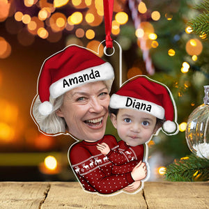 Grandma Grandkid Hugging Upload Photo Personalized Acrylic Ornament