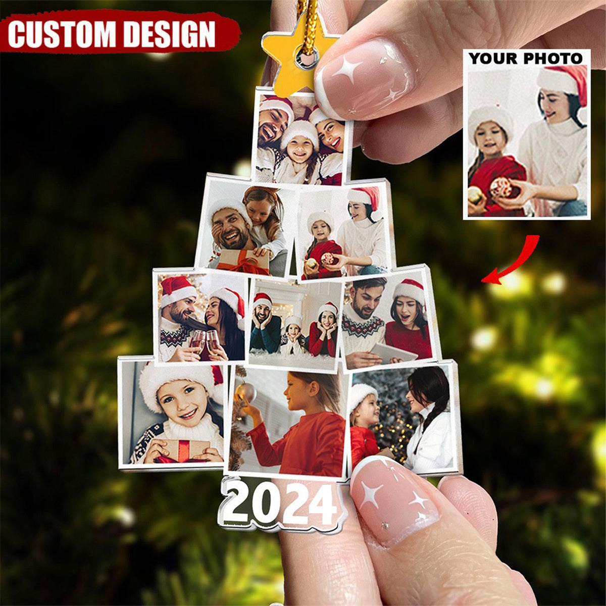 2024 New Release Photo Family-Couple-Pet Tree Christmas - Personalized Acrylic Photo Ornament