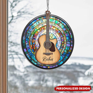 Personalized Guitar Suncatcher Hanging-Music Lover Gift