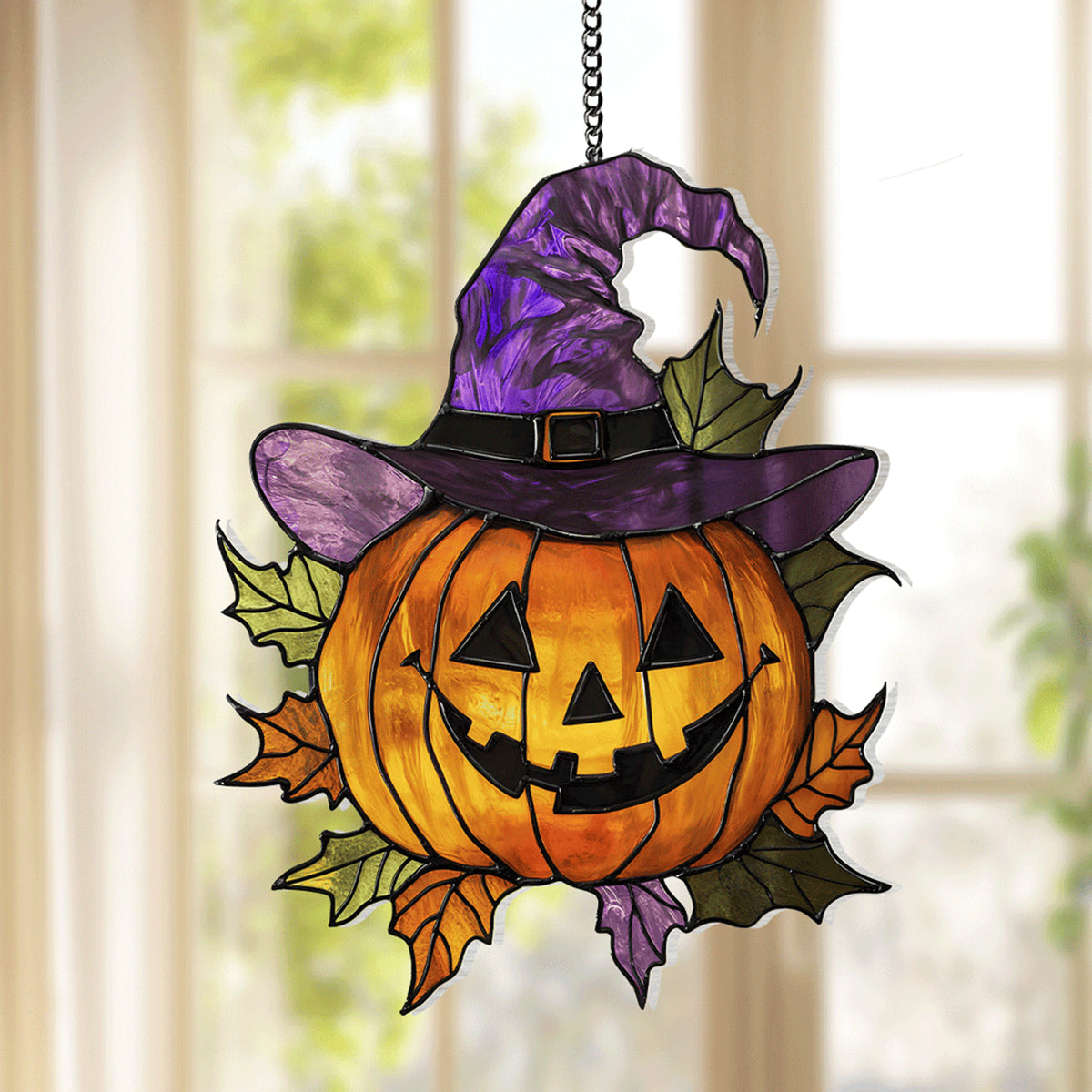 Halloween Jack-O'-Lantern - Window Hanging Suncatcher