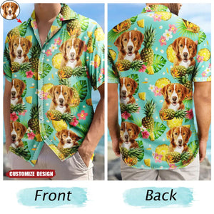 Custom Photo Pet Face Family Tropical Background - Personalized Hawaiian Shirt