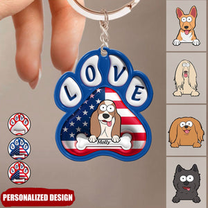 Cute Pet Dogs Flag Pattern-Personalized 3D Inflated Effect Keychain-Gift For Dog Lovers