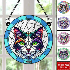 Custom Cat Memorial Personalized Window Hanging Suncatcher Ornament