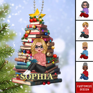 2024 New Release Christmas Book Tree Name-Personalized Ornament-Book Lover Gift, Bookworm Gifts