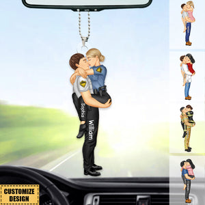 Personalized Couple Kissing Occupation Car Ornament - Gift For Couples, Nurse, Firefighter, Police Officer