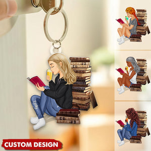 Just A Girl Who Loves Books - Reading Girl - Personalized Acrylic Keychain - Gift For Book Lovers