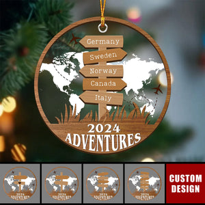 Personalized Travel Adventure Ornament, Custom Traveling Destination - Gift for Travelers - 2024 New Release