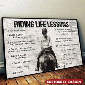 Personalized Horse Girl Riding Life Lessons Poster - Gift For Horse Girl