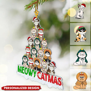 2024 New Release Meowy Catmas Funny Cartoon Cats - Personalized Acrylic Ornament