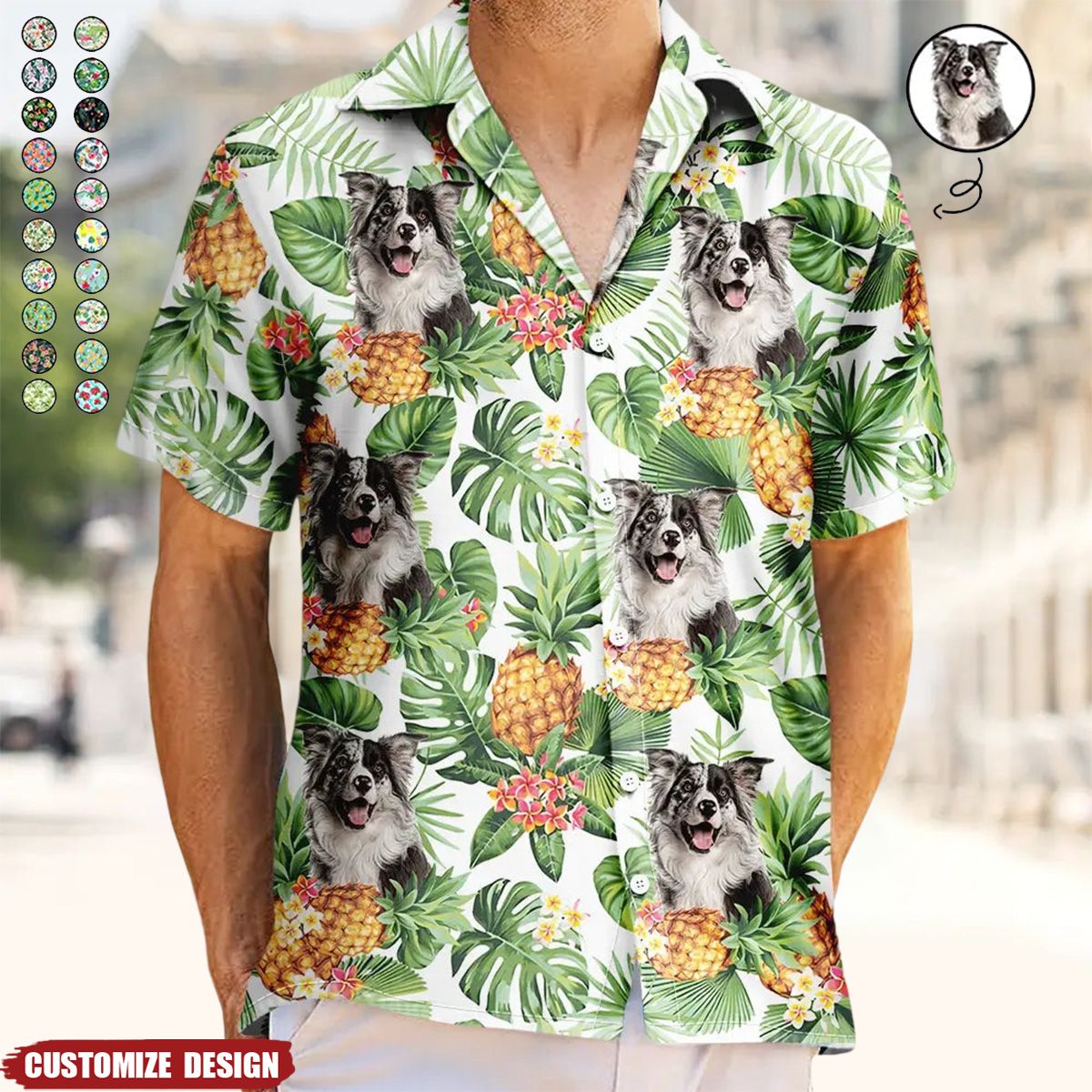 Custom Photo Pet Face Family Tropical Background - Personalized Hawaiian Shirt