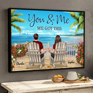 Back View Couple Sitting Beach Landscape You & Me We Got This Personalized Horizontal Poster