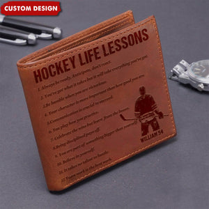 Personalized Hockey Leather Wallet - Gift Hockey Lovers