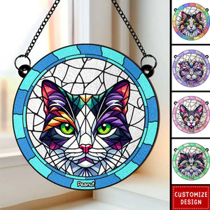 Custom Cat Memorial Personalized Window Hanging Suncatcher Ornament