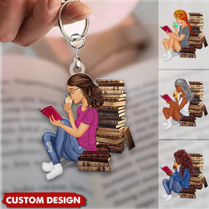 Just A Girl Who Loves Books - Reading Girl - Personalized Acrylic Keychain - Gift For Book Lovers