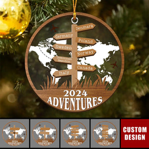 Personalized Travel Adventure Ornament, Custom Traveling Destination - Gift for Travelers - 2024 New Release