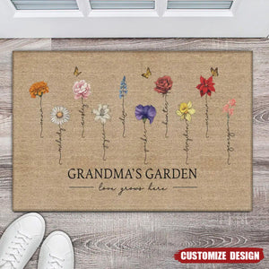 Grandma's Garden Love Grows Here - Personalized Doormat - Mother's Day Gift For Mom, Grandma